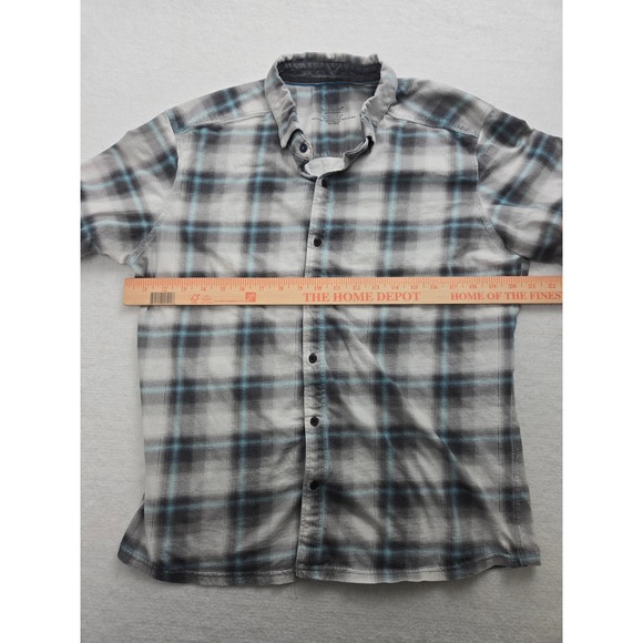 Kuhl Mens Wildfibre Sz L Short Sleeve Button Down Shirt Plaid Gray Blue - Picture 7 of 8